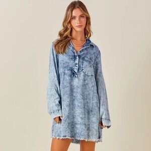 Day & Moon small acid wash Long Sleeve Dress